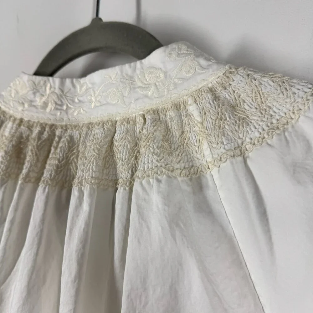 Tibi Anthropologie White Cotton Lace Embroidered Tunic Dress Boho Summer Casual - Picture 11 of 15